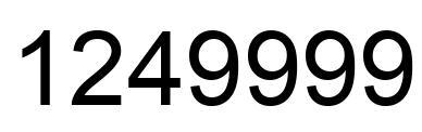 Number 1249999 black image