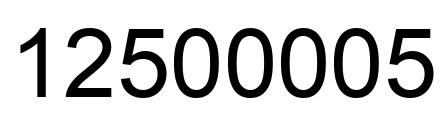 Number 12500005 black image