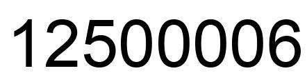 Number 12500006 black image