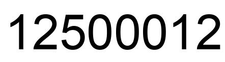 Number 12500012 black image