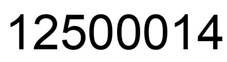 Number 12500014 black image