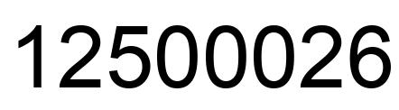 Number 12500026 black image
