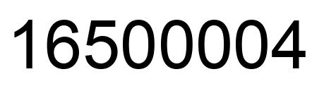 Number 16500004 black image