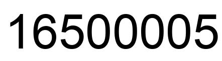 Number 16500005 black image