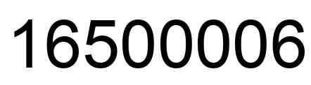 Number 16500006 black image