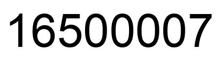 Number 16500007 black image