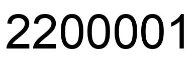 Number 2200001 black image