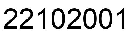 Number 22102001 black image