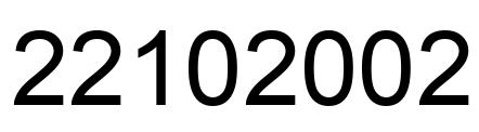 Number 22102002 black image