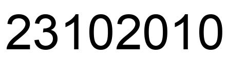 Number 23102010 black image