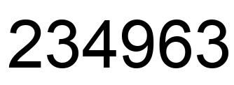 Number 234963 black image