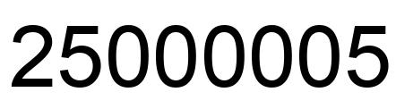 Number 25000005 black image