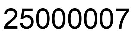 Number 25000007 black image