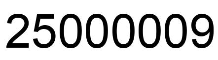 Number 25000009 black image