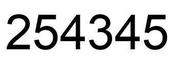 Number 254345 black image