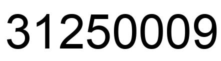 Number 31250009 black image