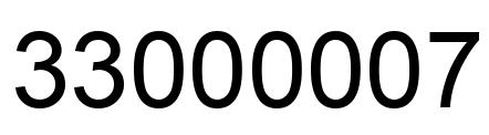 Number 33000007 black image