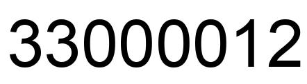Number 33000012 black image
