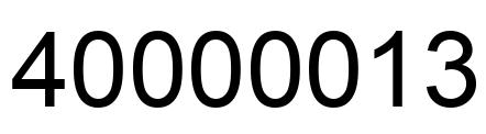 Número 40000013 imagen negro