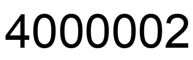 Número 4000002 imagen negro