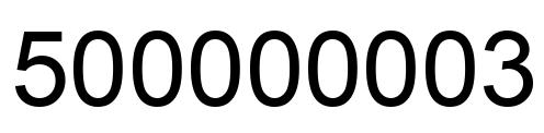 Number 500000003 black image