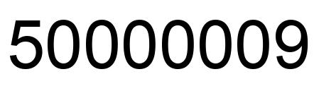 Number 50000009 black image
