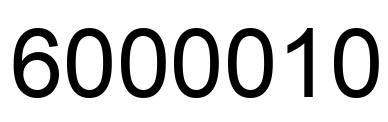 Number 6000010 black image