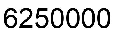 Number 6250000 black image