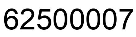 Number 62500007 black image