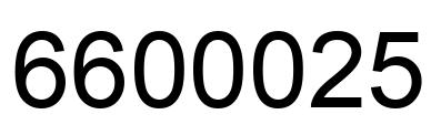 Number 6600025 black image