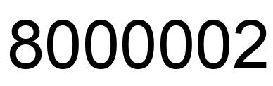 Number 8000002 black image
