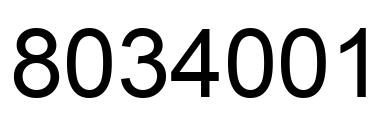 Number 8034001 black image