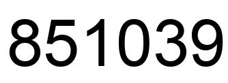 Number 851039 black image