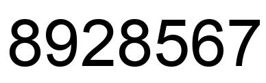 Number 8928567 black image
