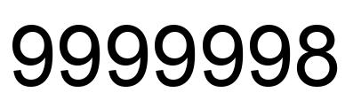 Número 9999998 imagen negro