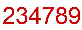 Number 234789 red image