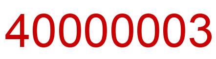 Number 40000003 red image