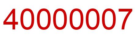Number 40000007 red image