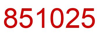Number 851025 red image