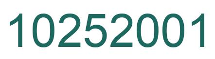 Number 10252001 green image