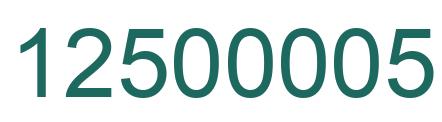 Number 12500005 green image