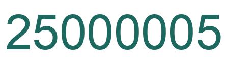 Number 25000005 green image