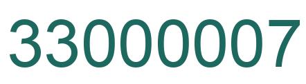 Number 33000007 green image