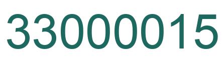Number 33000015 green image