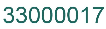Number 33000017 green image