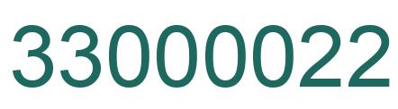 Number 33000022 green image