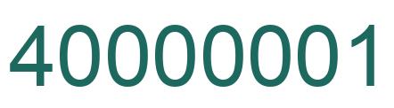Number 40000001 green image