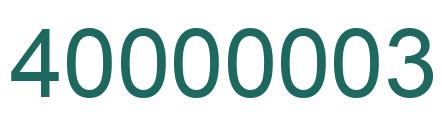 Number 40000003 green image