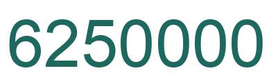 Number 6250000 green image