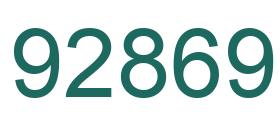 Number 92869 green image